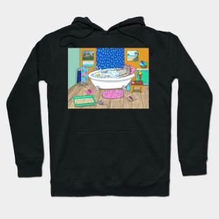 Funny cat in bath Cat 665 Hoodie